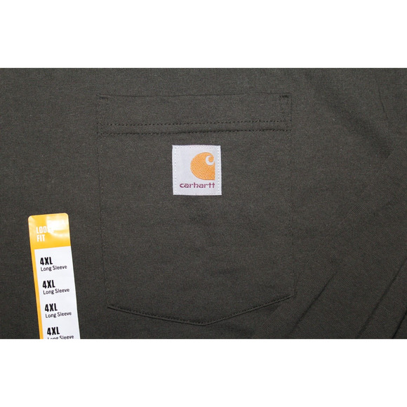 CARHARTT Loose Fit Heavyweight Long-Sleeve Pocket T-Shirt Men's 4XL‎ Dark Green - Picture 3 of 4